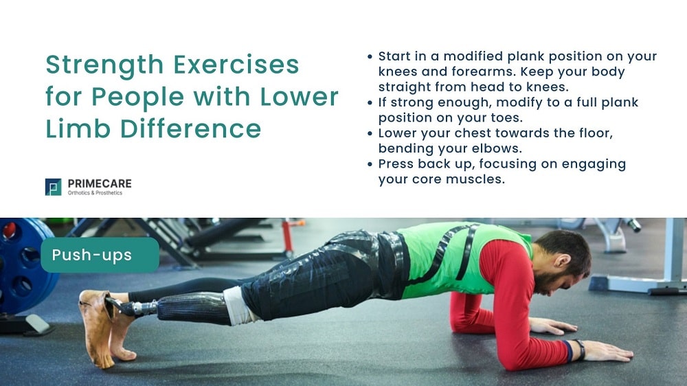 Flexiones para personas con diferencia en las extremidades inferiores